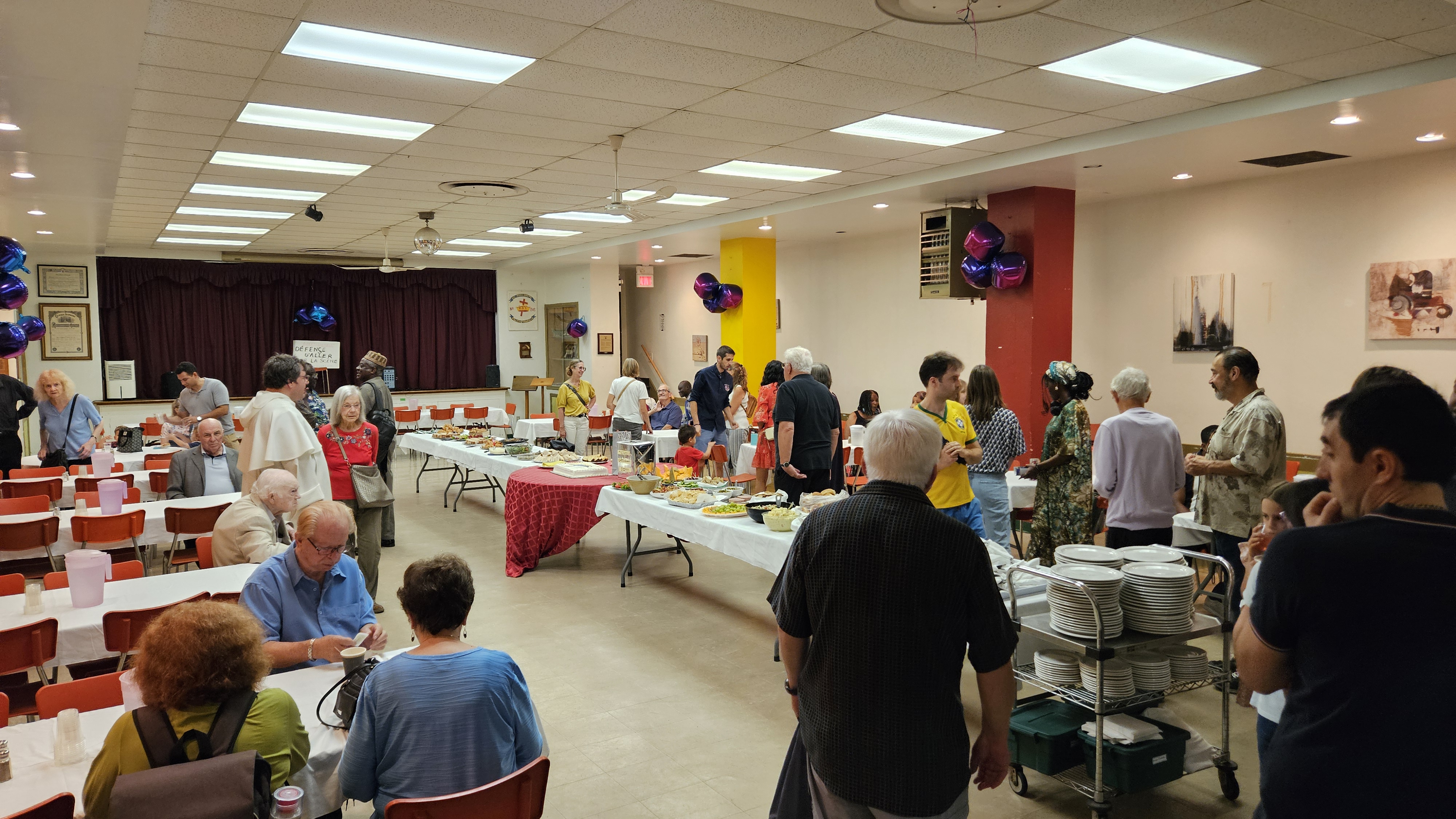 A parish hall with people